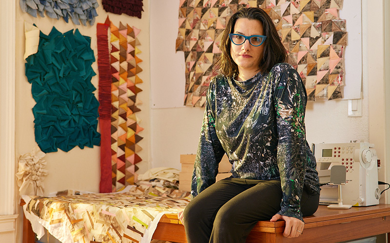 Artist Regina Jestrow in her studio