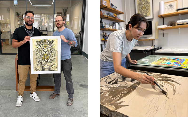 Artists working on lithographs