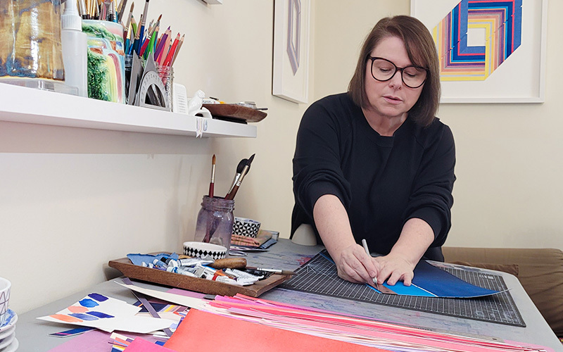 Artist in her studio