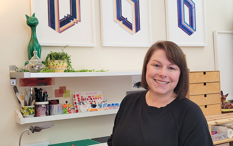 Artist in her studio