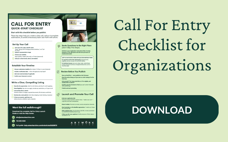 Call for Entry Checklist for Organizations