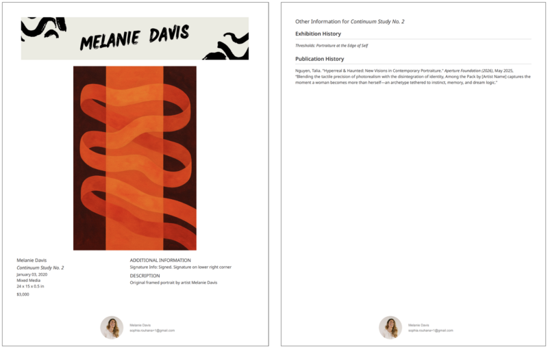 An Artwork Archive Portfolio Page